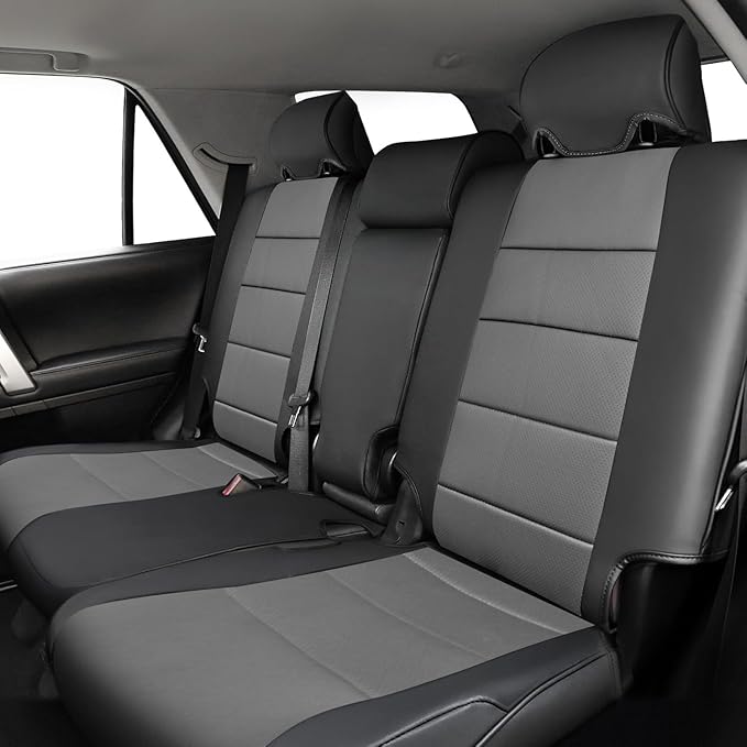 coverdream 4Runner Waterproof Leather Seat Covers Custom Fit for 2010-2024 Toyota 4Runner Seat Covers (7-Seater),Full Coverage,Airbag Compatible Seat Protector(Full Set,Black/Gray)