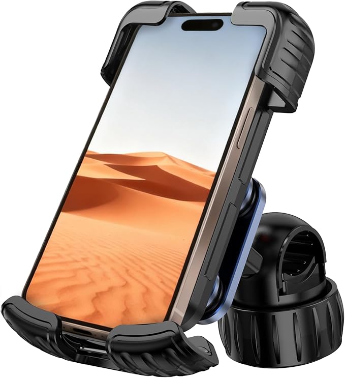 ADDMOTOR Motorcycle Phone Holder, Bike Handlebar Phone Mount, Quick Install Electric Bike Motorcycle Accessories, Anti-Shake Phone Clip for iPhone 16/15/14/13 Pro Max, 4.7-6.8" Phones, Sliver