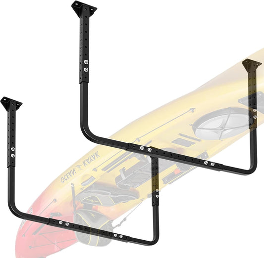 Adjustable Garage Ceiling Storage Racks, Garage Overhead Storage Bracket,Ceiling Mounted Heavy-duty Garage Storage Shelves,33 in. x 34 in,200lbs Weight Capacity, Black