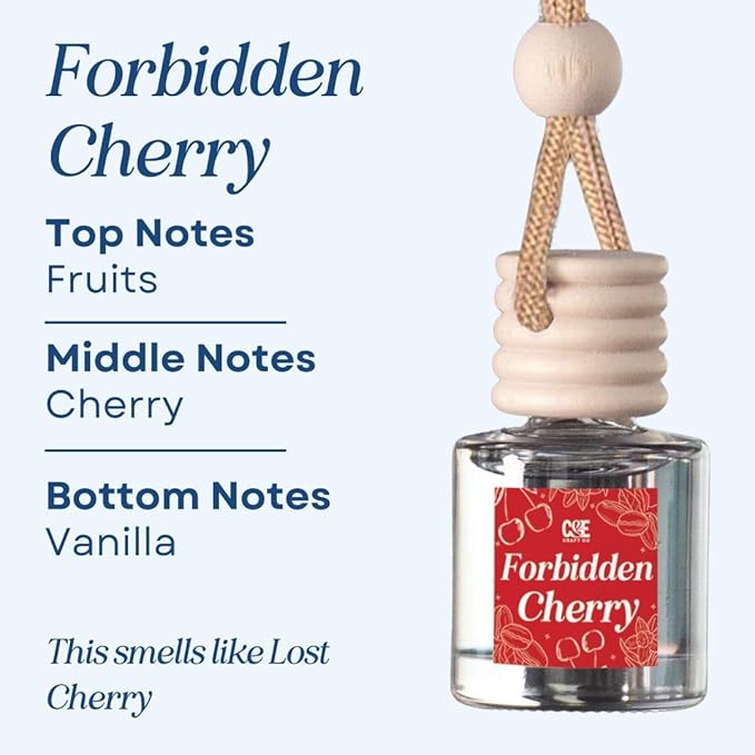 CANDECraftCo Car Air Hanging Fragrance Oil, Car Auto Freshener for Essential Oils, Scents Fragrance Aromatherapy Automobile Diffuser, Long Lasting (Forbidden Cherry)