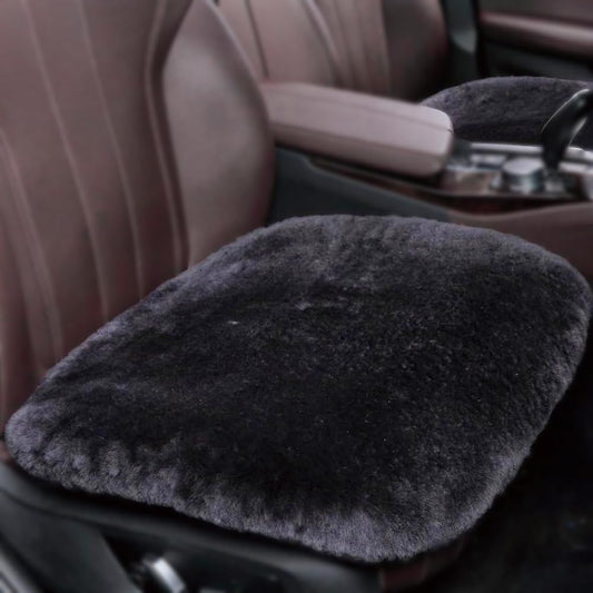 20inchs Fluffy Genuine Australia Warm Sheepskin Car Seat Cover for Auto Interior Accessories with Soft Fuzzy Wool Fur Non-Slip (Carbon Black, Front 20 * 20inchs)