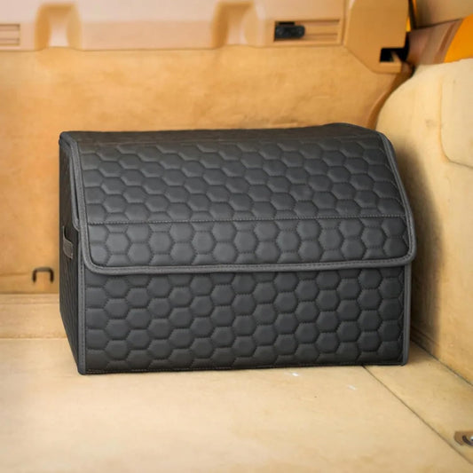 Trunk Organizer For Car - Collapsible Storage Bins - Keep Groceries, Sports Gear & Tools Secure On Road Trips - Best Gifts for Men - Heavy Duty Cargo Tote (Black 21.6)