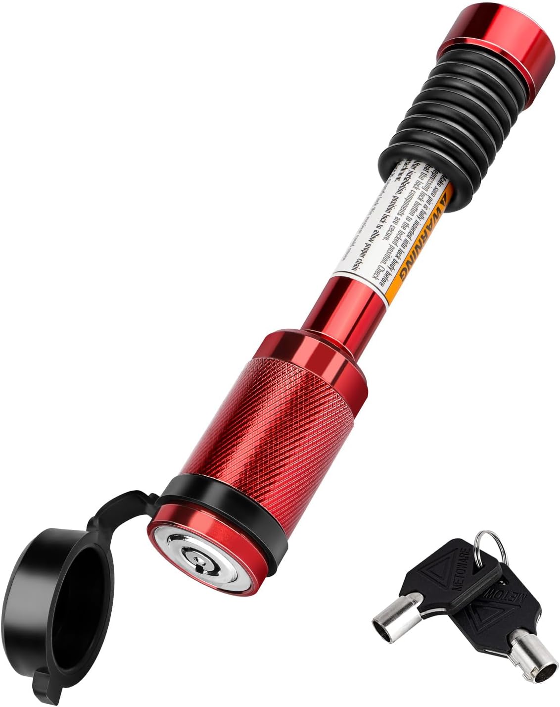 METOWARE Trailer Hitch Lock, Tailer Receiver Lock Fits Class III/IV, 2", 2-1/2" Hitch Receiver with 5/8" Dia Pin and 8 Rattle Rubber O-Rings, for Trailer, Truck, Car, Boat (Red)