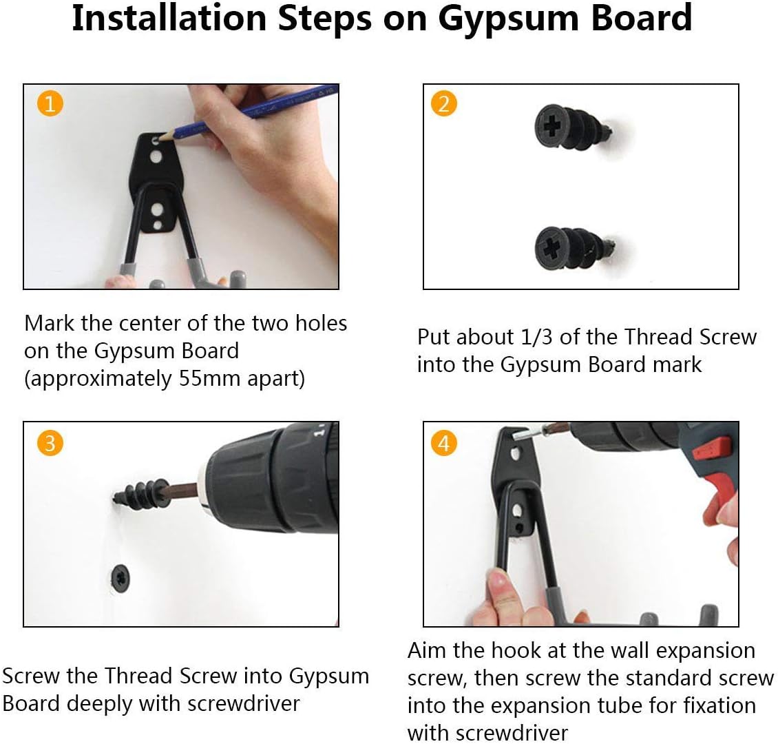 2 Pack Garage Storage Utility Hooks，Garage Garden Tool Organizer，Steel Wall Mount Hooks, Garden Small U Hooks (Black) (Type O-Orange)