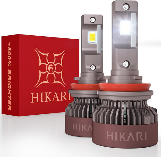 HIKARI WINGS H11 Fog light, 40000LM Pure White 6000K LED Bulbs, Plug & Play IP68 Waterproof Pack of 2