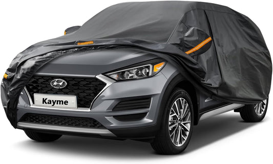 Kayme 7 Layers SUV Car Cover Custom Fit for Hyundai Tucson (2004-2025) Waterproof All Weather for Automobiles, Outdoor Full Cover Rain Sun UV Protection.Black