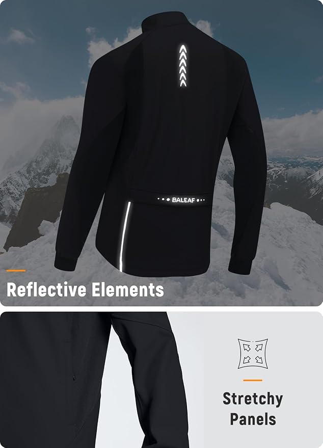 baleaf Men's Winter Cycling Jackets Water Resistant Thermal Running Softshell Jacket Warm Cold Weather Pockets