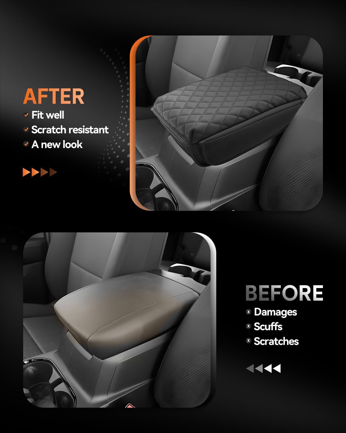 CDEFG for 2023-2025 GMC Canyon Center Console Cover Armrest Box Cover for Canyon (Elevation, AT4, Denali) 2023 2024 2025 Accessories Console Arm Rest Protector Checkered Padded Side Pocket