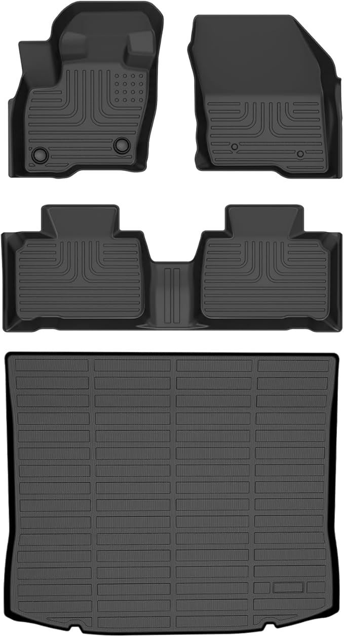 AIPOIL® Floor Mats & Cargo Liner Set for 2015-2024 2025 Ford Edge & 2019-2024 2025 Ford Edge ST All Weather Protection TPE Anti-Slip Automotive Full Set Custom Car Mats Accessories - Black