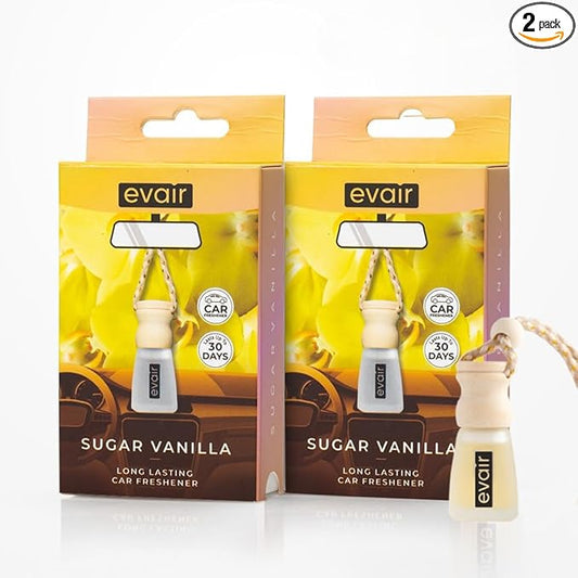 Evair Scent For Car Air Freshener Hanging 2 Pack Air Fresheners Diffuser -Vanilla Fragrance Oil Air Diffuser for Car, 60 days Long Lasting Fragrance Essential Oil