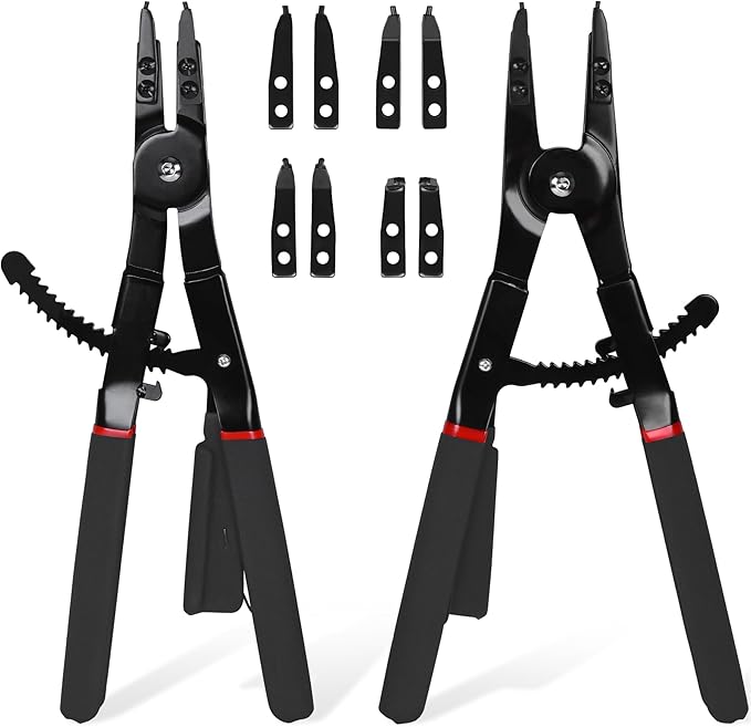 Snap Ring Pliers Set Heavy Duty - 2 PCS Large Heavy Duty Snap Ring Circlip Pliers ，16" Internal External Circlip Pliers Set with 45° 90° Tips