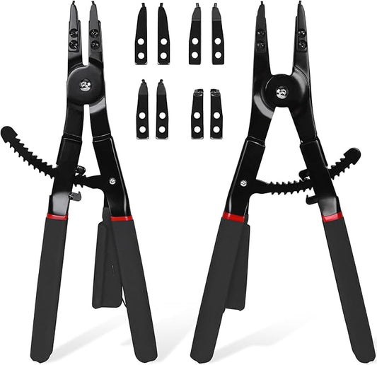 Snap Ring Pliers Set Heavy Duty - 2 PCS Large Heavy Duty Snap Ring Circlip Pliers ，16" Internal External Circlip Pliers Set with 45° 90° Tips