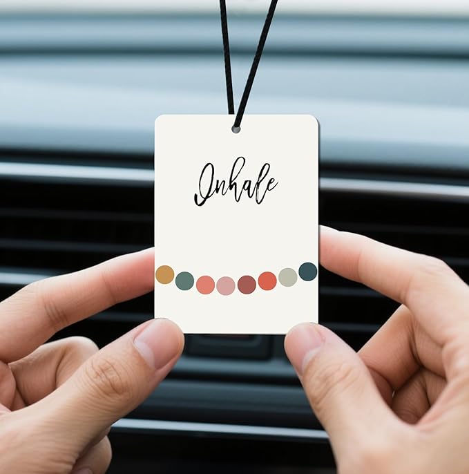 Mindfulness Car Air Fresheners - 'Inhale, Exhale, Relax, Smile' Quotes, 4 - Pack Ideal Decor & Gift for Wellness Seekers, for Car, Closet & Home