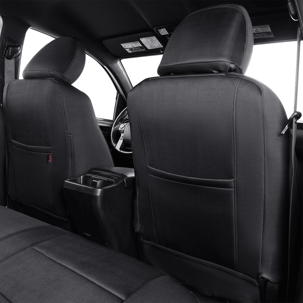 EKR Tacoma Car Seat Covers Custom for Select Toyota Tacoma (Only for Hybrid) 2024 2025 Double cab TRD Sport,TRD Off-Road,Limited,Trailhunter - Full Set, Neoprene (Black)