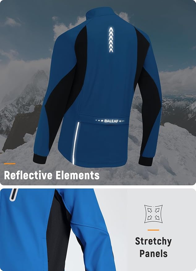 baleaf Men's Winter Cycling Jackets Water Resistant Thermal Running Softshell Jacket Warm Cold Weather Pockets