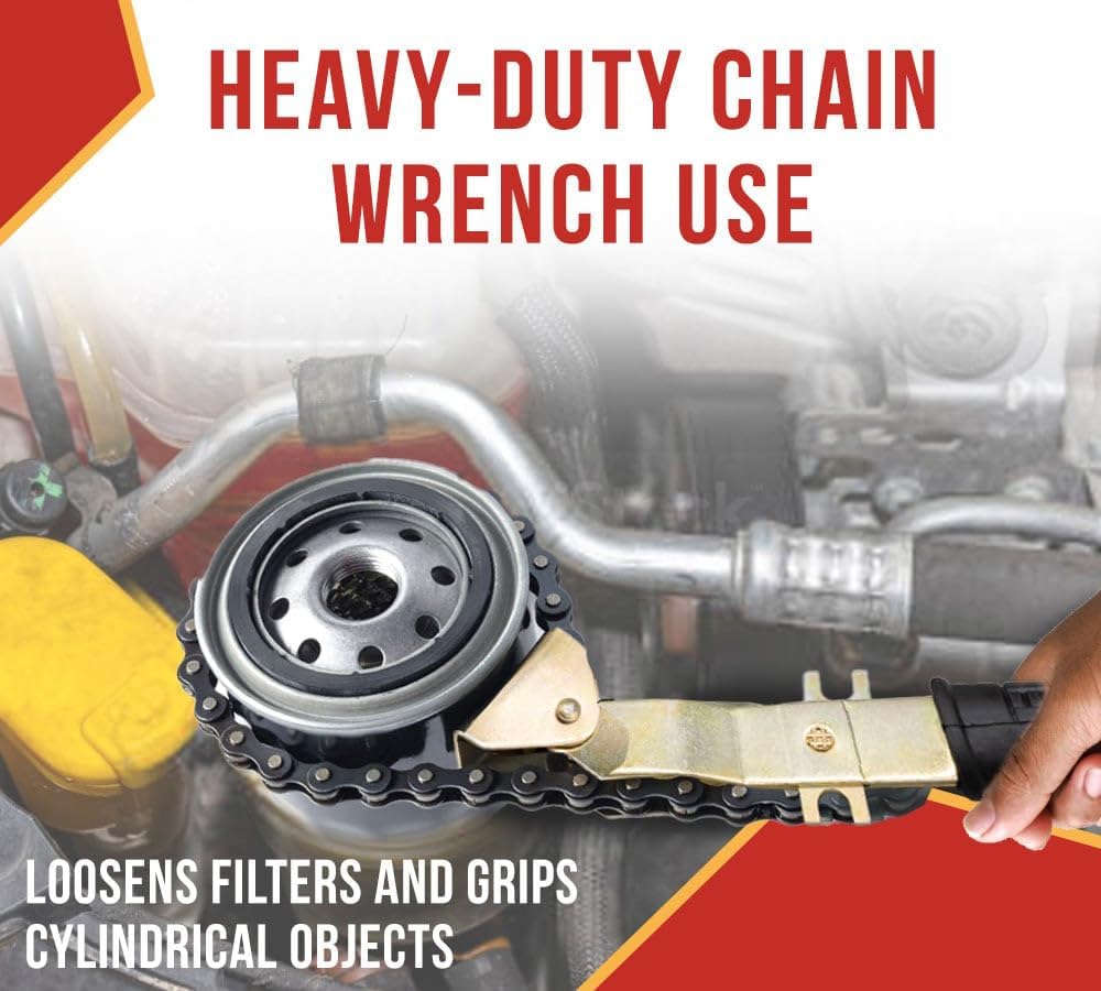 Mytee Products 2 Pack 15" Heavy-Duty Oil Filter Chain Wrench for 4" Diameter Filters – Rivet Locking Mechanism & Ideal for Chain Oil Filter Remover & General Maintenance Tasks