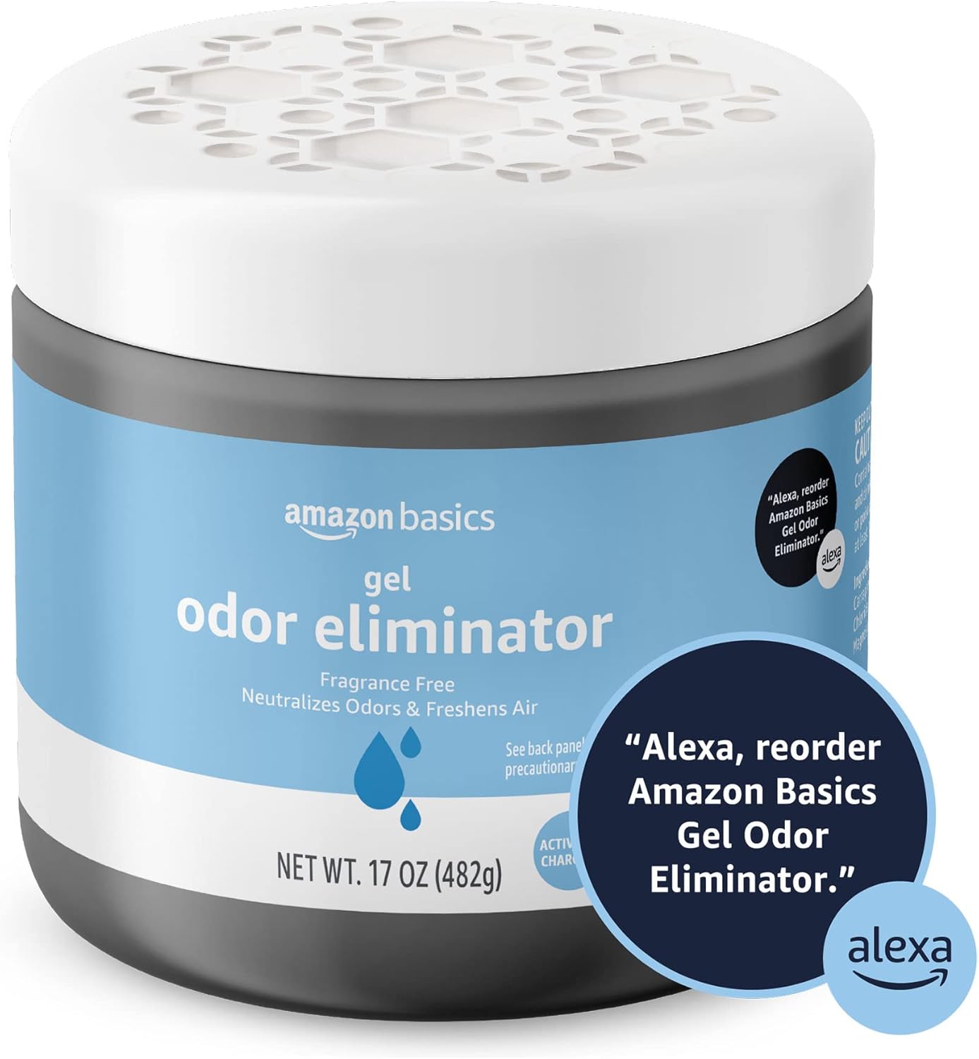 Amazon Basics Gel Odor Eliminator, Activated Charcoal, Fragrance Free, 17 Oz, Pack of 2