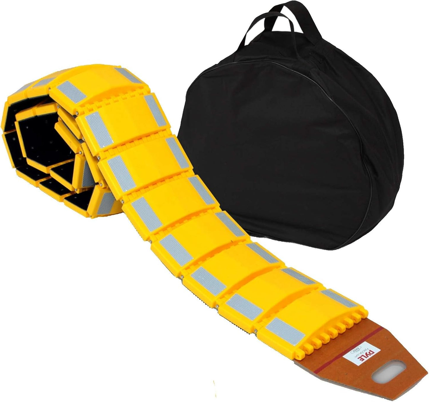 Pyle Portable Vehicle Traffic Speed Bump - 9.8' ft Heavy Duty Reflective Plastic Humps, Car Truck Automotive Vehicles Speed Bumps for Asphalt Concrete Gravel Garage Driveway Roads Parking Lot - PSPD16