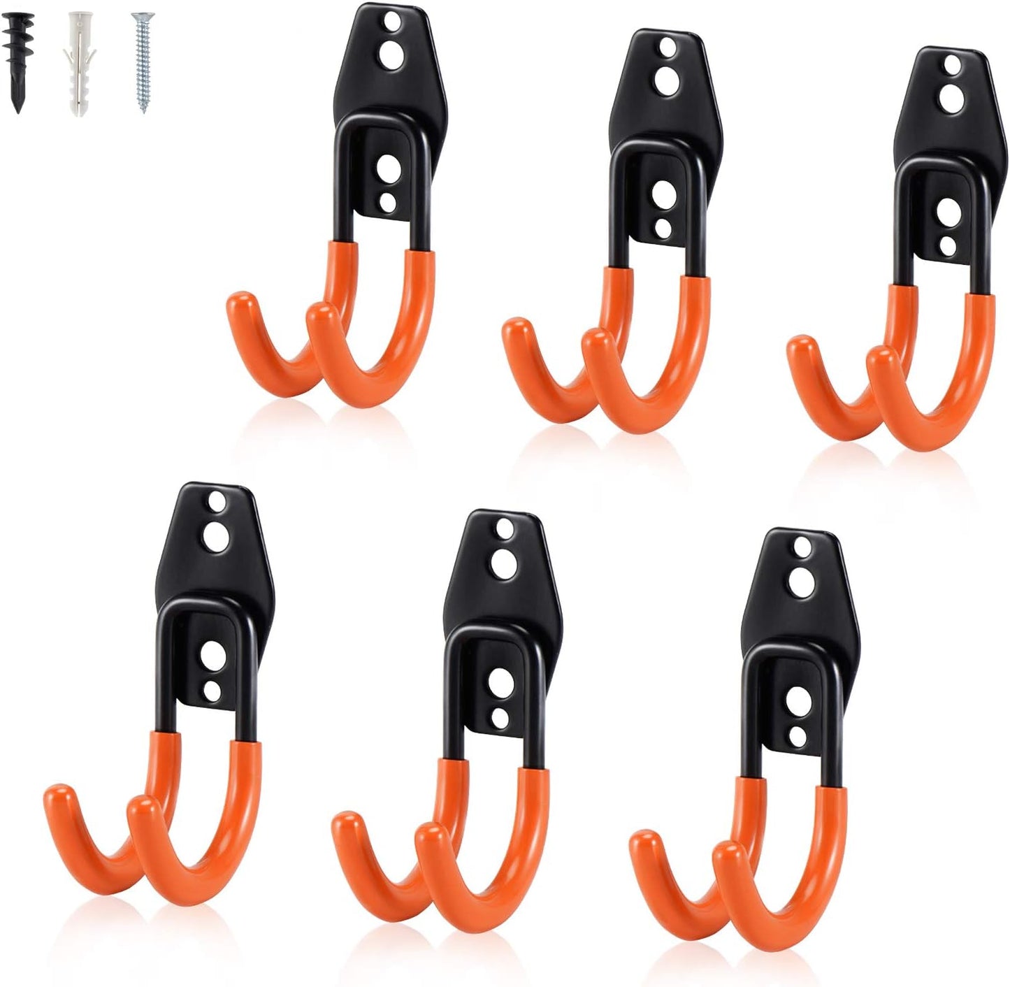 AOBEN Garage Hooks Heavy Duty, Steel Garage Storage Hooks, Utility Tool Hangers and Combinable Wall Mount for Organizing Ladders, Bikes, Hoses, and More Equipment (Small J, 6 Pack)