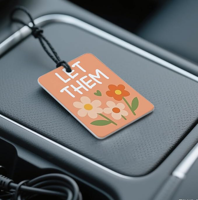 Natural Positive Vibes Car Air Fresheners 4 - Pack Cheerful Floral & Sunshine Designs Gifts for Women&Children Hanging Air Freshener for Therapy Office Classroom Cars Closet Drawer Books
