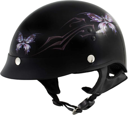 Hot Leathers Advanced Motorcycle DOT Skull Cap Classic Half Helmets Biker HLT