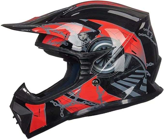 ILM Youth & Kids Dirt Bike Helmets Motocross ATV Dirtbike BMX MX Offroad Full Face Motorcycle Helmet, DOT Approved Model 128YS (Red Black, Youth-XLarge)