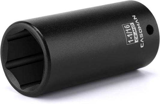 CASOMAN 1/2" Drive x 1-1/16" Deep Impact Socket, 6-Point, SAE, CR-MO