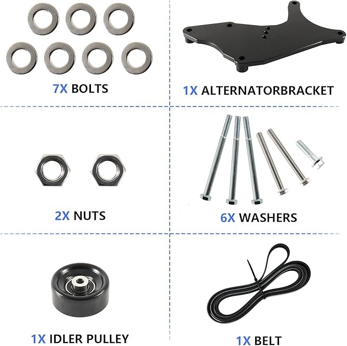 LS Truck SUV Dual Alternator Bracket Kit for GM 4.8L 5.3L 6.0L 6.2L Vortec V8 Engine 1999-2013,for Chevy Tahoe Suburban Silverado, GMC Yukon, for Cadillac Escalade, Hummer H2 (Black)