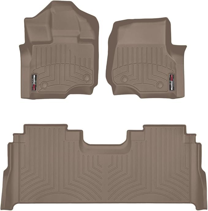 Weathertech Custom Fit FloorLiners for Ford F-150, F-150 Lightning, F-150 Raptor - 1st & 2nd Row (45697-1-6), Tan