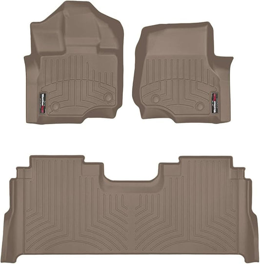 Weathertech Custom Fit FloorLiners for Ford F-150, F-150 Lightning, F-150 Raptor - 1st & 2nd Row (45697-1-6), Tan