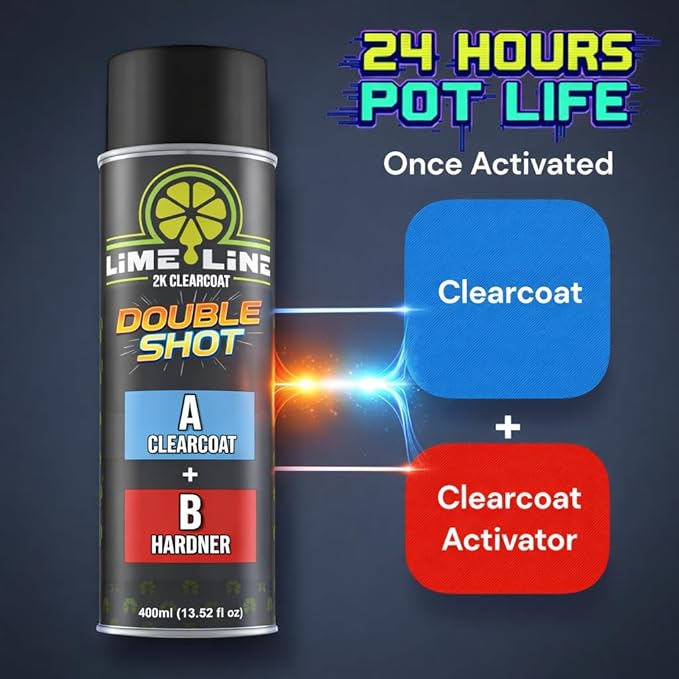 LiME LiNE High Gloss 2K Clearcoat Spray/Aerosol Can Automotive 2 Part Professional Finish (Pack of 2)