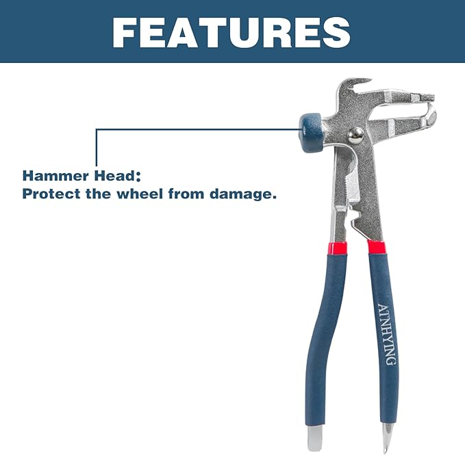 Wheel Weight Pliers, Wheel Balancing Weight Hammer, Wheel Weight Removal Tool for Repair Remover Tire