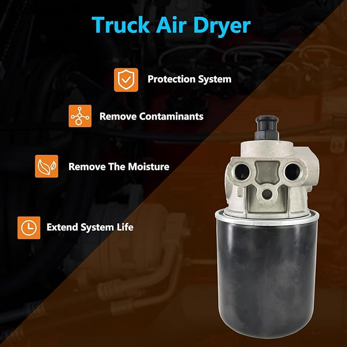 800887 Air Brake Dryer Assembly 12V with Desiccant Cartridge Kit Fit for Freightliner Peterbilt Kenworth Trucks