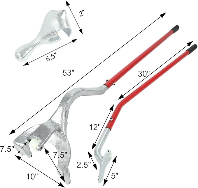 BLACKHORSE-RACING 22.5" to 24.5" Tire Changer Mount Demount Removal Tool Tubeless Truck Extra Bead Keeper Red
