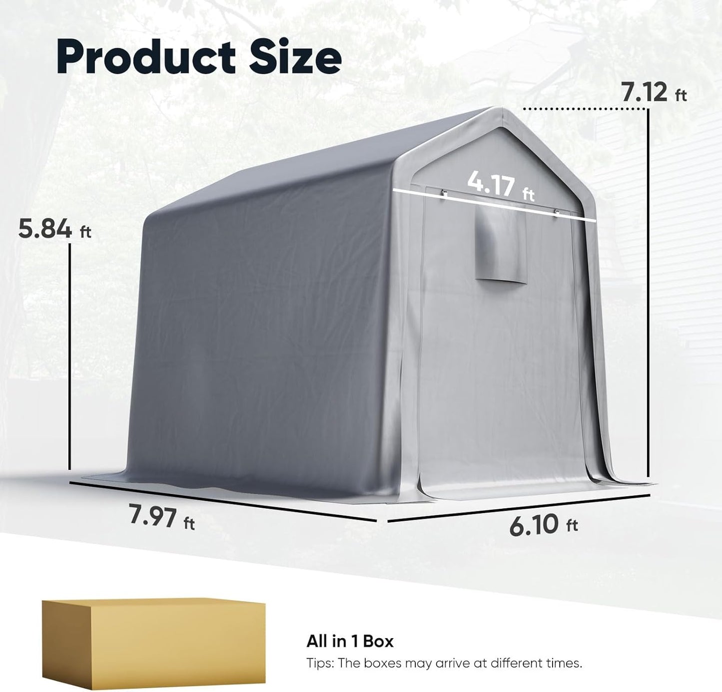 Quictent Heavy Duty 6x8FT Carport Shelter with Roll-Up Mesh Windows & Reinforced Frame, Portable Garage Canopy for Motorcycle Storage, Outdoor Equipment, Patio Furniture Cover - Silver Gray