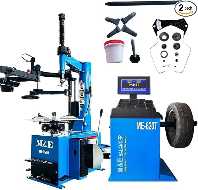 KATOOL Tire Changer Machine and Wheel Balancer Machine Combo ME-T560+ME-B620 with Bead Blaster Asist Arm Tire Changer Tire Machine Tire Repair Tools for Home Garage and Shop Repair, Blue