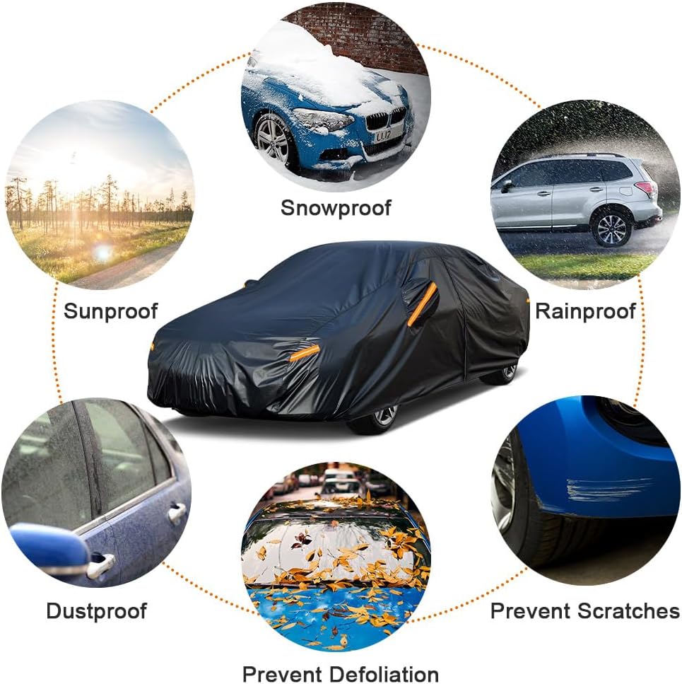 Kayme 7 Layers Car Cover Custom Fit for Nissan Maxima (1988-2025) Waterproof All Weather for Automobiles, Outdoor Full Cover Rain Sun UV Protection.Black