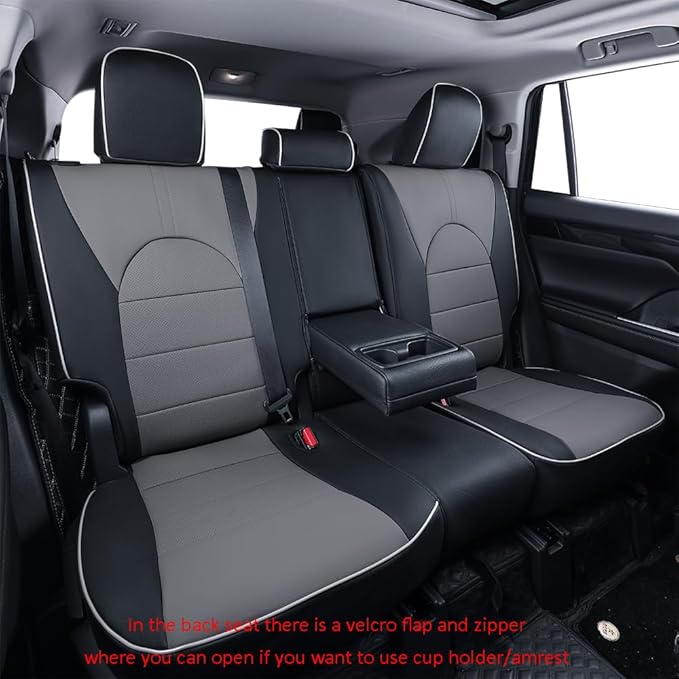 EKR Camry Seat Covers for Toyota Camry TRD 2020 2021 2022 2023 2024,Waterproof Truck Seat Cushion Protectors,Leather Car Seat Cover Full Set -Faux Leather (Black/Gray)