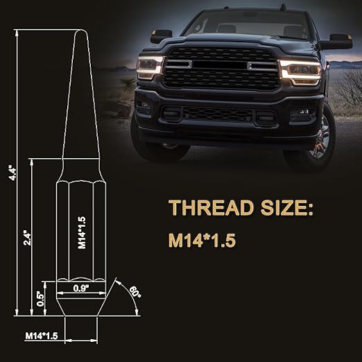 M14 x 1.5mm Wheel Locks, Fit for Chevy Silverado Accord Camry Corolla Altima Rogue, Wheel Locks Set, 4 Locking Lug Nuts 2 Pcs Key with 24Pcs Spike Lug Nuts+1 Key, Chrome