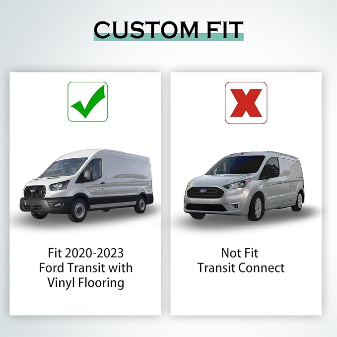KARPAL Floor Mats Front Liner Fit for 2020-2025 2026 Ford Transit with Vinyl Flooring (No Transit Connect), Custom Fit TPE All Weather Ford Transit 150/250/350 1st Row Floor Liner