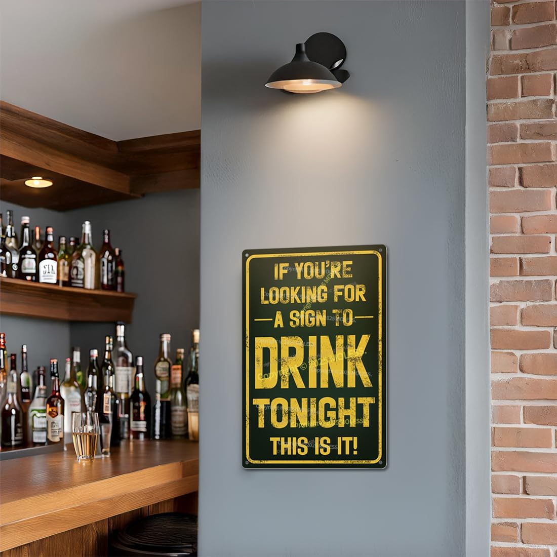 "Sign to Drink Tonight" Funny Bar Sign or Man Cave Decor | 12x8″ Durable Vintage Metal Beer Signs Wall Decorations for Home Bar/Basement/Garage/Mancave, 2483