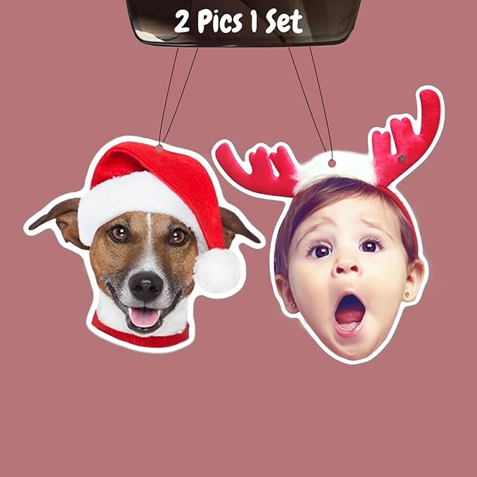 2 Pictures 1 Set Custom Air Freshener with Picture for Car - Double Sided Print Photo/Logo With Scents Freshener, Car, Bedroom, Bathroom Hanging Ornaments