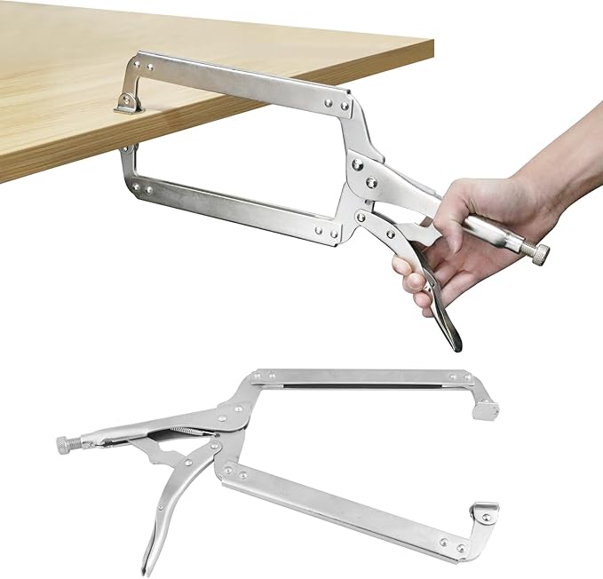 3 Pack 18 Inch C Clamp Locking Pliers,Locking C Clamp, Adjustable Nickel Plated C Pliers For Wood Working, Welding, Electrician Maintenance and more, by GENHAKON