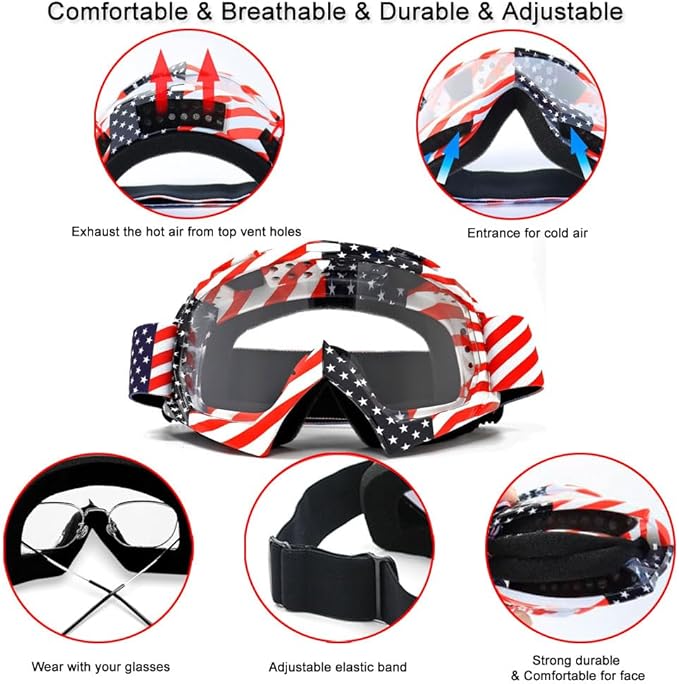 SPOSUNE Dirt Bike ATV Goggles UV400 Motorcycle Goggles for Men Women Youth Motocross Riding Goggles Windproof Dustproof