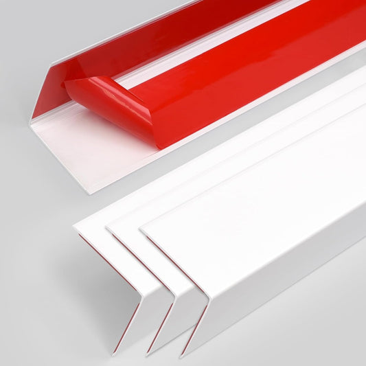 4PCS 45" White Metal Corner Protectors, Aluminum Self Adhesive Corner Guards, Metal Wall Edge Protector Strip, Furniture Corner Protectors, Wall Cabinet Baseboard Decoration 45" x 2"