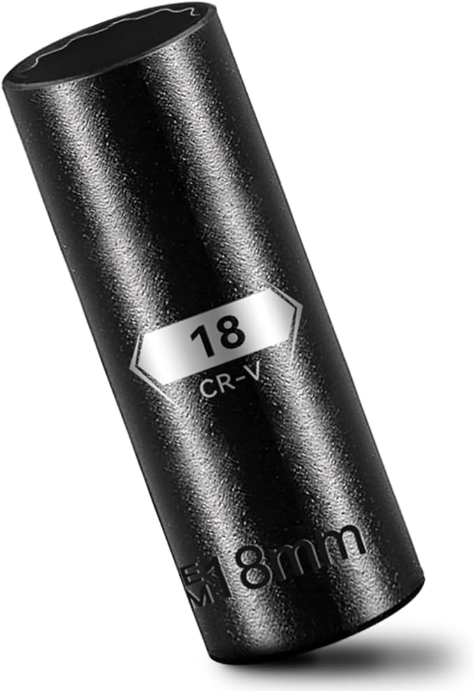 BLACKROBOT 18 mm 12-Point Deep Impact Socket, 1/2 Inch Drive, Metric, Cr-V Steel With Black Manganese Phosphate Coating