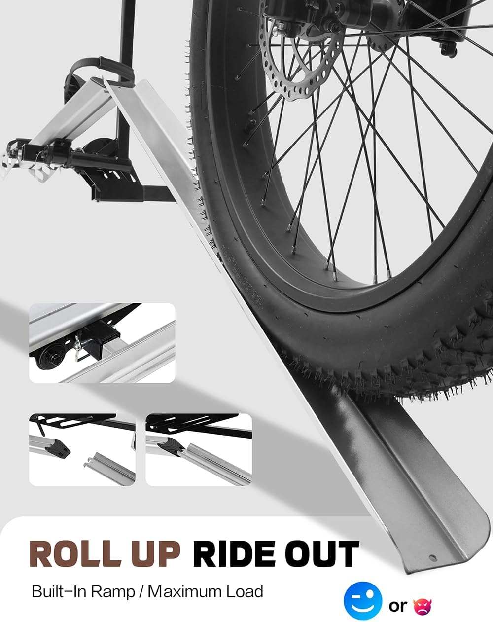 Single 1-Ebike Rack Hitch Mount with Ramp Foldable Bike Carrier 100 lbs. Capacity for Cars SUV Truck Trailer and RV