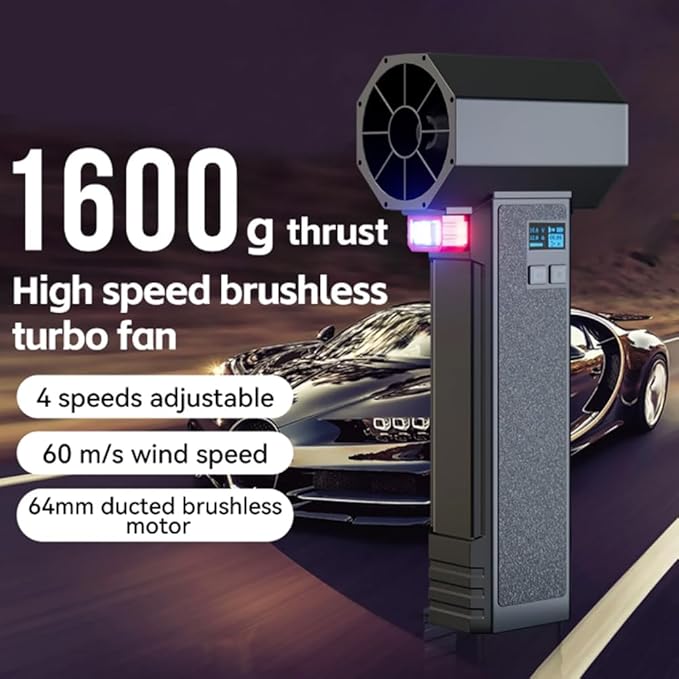 2025 New Jet Blower Cars Dryer, Instant Thrust to 3.5LB, 4 Speeds, with 50000 RPM, 600W High Power, for Patio Lawn Careand Car Drying (Car Dryer)