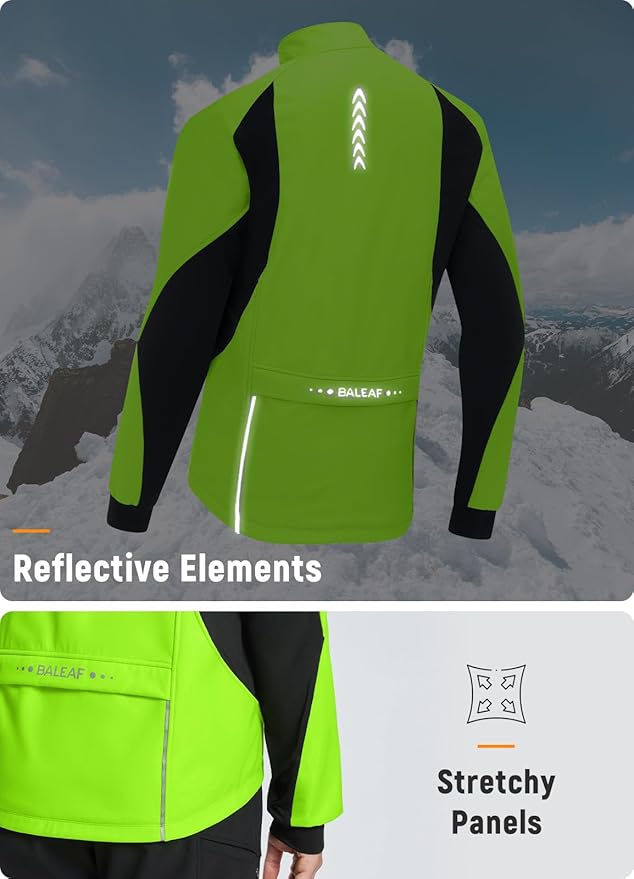 baleaf Men's Winter Cycling Jackets Water Resistant Thermal Running Softshell Jacket Warm Cold Weather Pockets