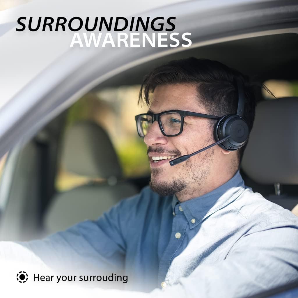 Alto Solo - Wireless Headset with Mic for Work with Qualcomm Bluetooth Solution, CVC Noise-Canceling for PC, Computer & Laptop, Charging Stand, Mute Button, Wired Headphones Option